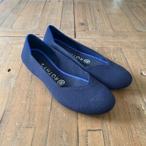 Rothy’s The Flat Slip On Shoes Maritime Navy Blue Woman's Size 6.5 Round Toe
